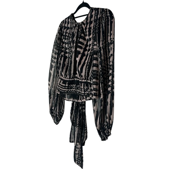 New MISA Los Angeles Top Women's‎ XS Sheer Long Sleeve Designer Career Cóctel - Picture 8 of 10